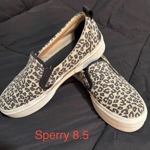 Sperry Leopard Print Slip-On Sneakers
